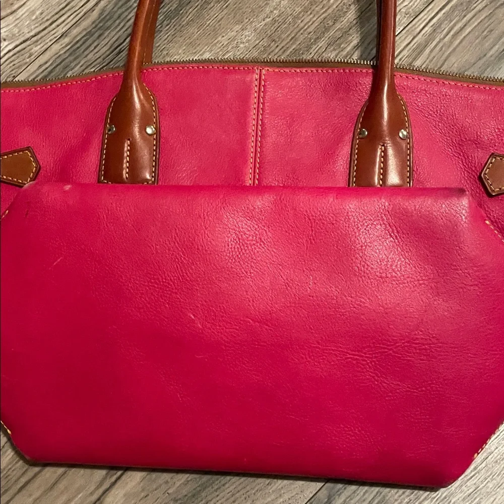 Dooney & Bourke Pink Tote with Brown Accents - Picture 5 of 8